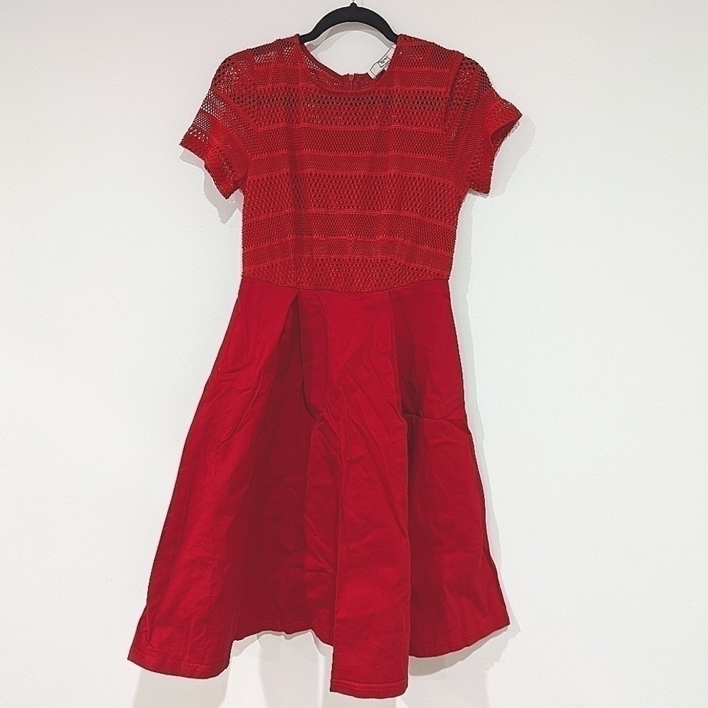 ✅ Red Dress With Mesh Top Design Size S